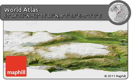Satellite Panoramic Map of the Area around 62° 0' 21" N, 8° 34' 29" E
