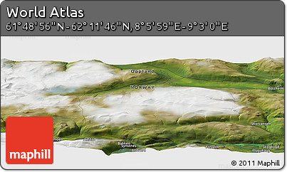Satellite Panoramic Map of the Area around 62° 0' 21" N, 8° 34' 29" E