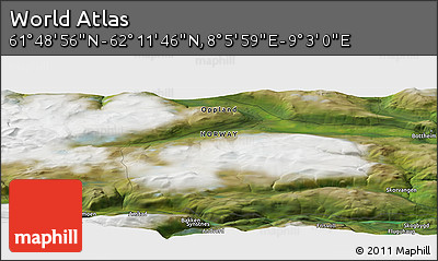 Satellite Panoramic Map of the Area around 62° 0' 21" N, 8° 34' 29" E