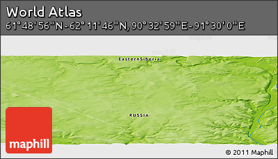 Physical Panoramic Map of the Area around 62° 0' 21" N, 91° 1' 30" E