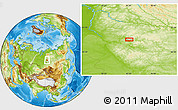 Physical Location Map of the area around 62° 0' 21" N, 92° 43' 29" E
