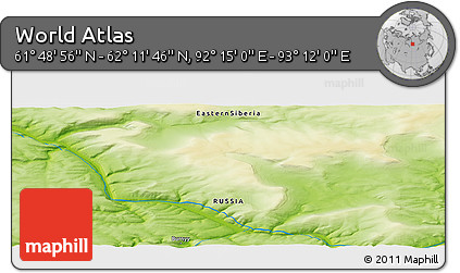 Physical Panoramic Map of the Area around 62° 0' 21" N, 92° 43' 29" E