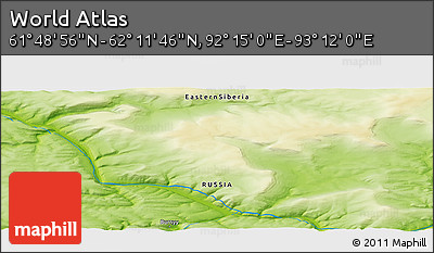Physical Panoramic Map of the Area around 62° 0' 21" N, 92° 43' 29" E