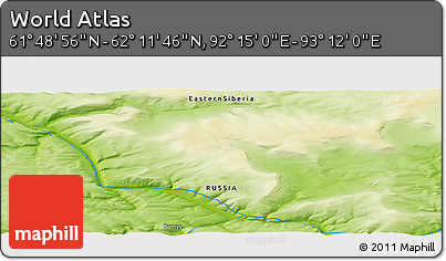 Physical Panoramic Map of the Area around 62° 0' 21" N, 92° 43' 29" E