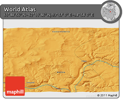 Political 3D Map of the Area around 62° 0' 21" N, 94° 25' 30" E