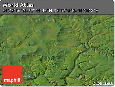 Satellite Map of the Area around 62° 0' 21" N, 94° 25' 30" E