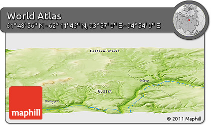 Physical Panoramic Map of the Area around 62° 0' 21" N, 94° 25' 30" E