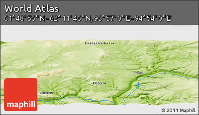 Physical Panoramic Map of the Area around 62° 0' 21" N, 94° 25' 30" E