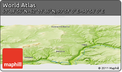 Physical Panoramic Map of the Area around 62° 0' 21" N, 94° 25' 30" E
