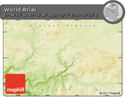 Physical Map of the Area around 62° 0' 21" N, 96° 7' 30" E