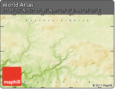 Physical Map of the Area around 62° 0' 21" N, 96° 7' 30" E