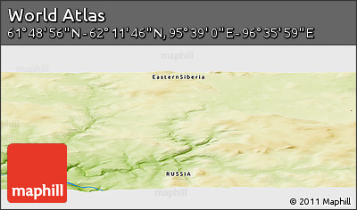 Physical Panoramic Map of the Area around 62° 0' 21" N, 96° 7' 30" E