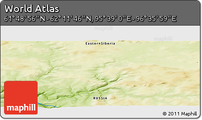 Physical Panoramic Map of the Area around 62° 0' 21" N, 96° 7' 30" E