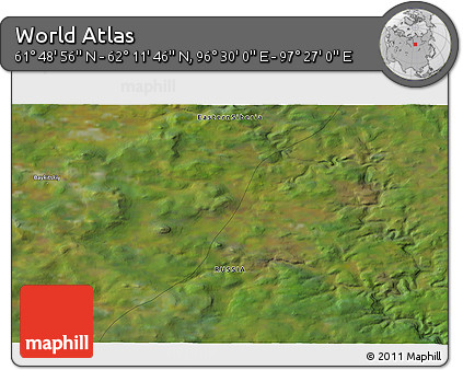 Satellite 3D Map of the Area around 62° 0' 21" N, 96° 58' 29" E