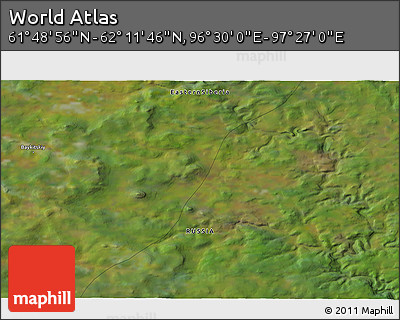 Satellite 3D Map of the Area around 62° 0' 21" N, 96° 58' 29" E