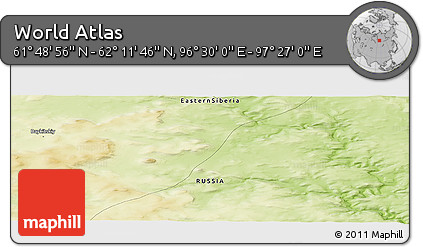 Physical Panoramic Map of the Area around 62° 0' 21" N, 96° 58' 29" E