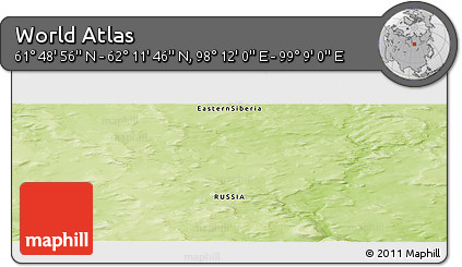 Physical Panoramic Map of the Area around 62° 0' 21" N, 98° 40' 30" E