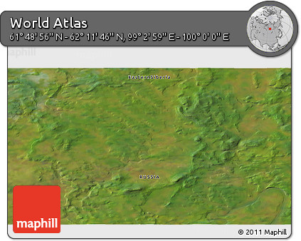 Satellite 3D Map of the Area around 62° 0' 21" N, 99° 31' 30" E