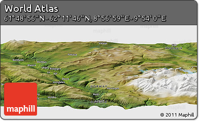 Satellite Panoramic Map of the Area around 62° 0' 21" N, 9° 25' 30" E