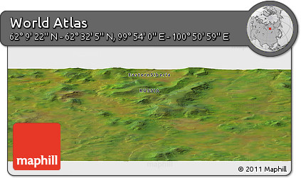 Satellite Panoramic Map of the Area around 62° 20' 44" N, 100° 22' 30" E