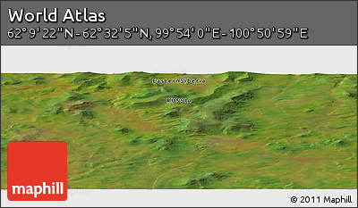 Satellite Panoramic Map of the Area around 62° 20' 44" N, 100° 22' 30" E