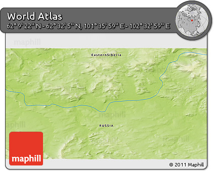 Physical 3D Map of the Area around 62° 20' 44" N, 102° 4' 29" E