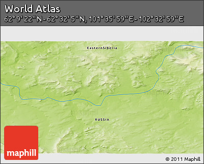 Physical 3D Map of the Area around 62° 20' 44" N, 102° 4' 29" E