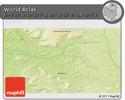 Physical 3D Map of the Area around 62° 20' 44" N, 103° 46' 30" E