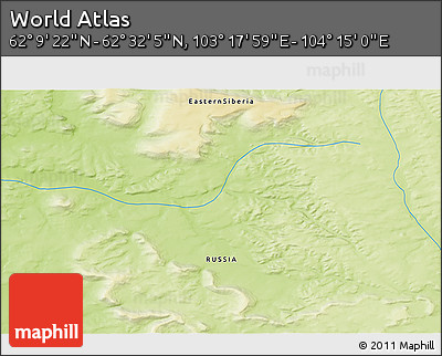 Physical 3D Map of the Area around 62° 20' 44" N, 103° 46' 30" E