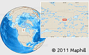 Shaded Relief Location Map of the area around 62° 20' 44" N, 104° 28' 29" W