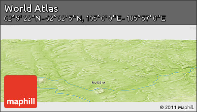 Physical Panoramic Map of the Area around 62° 20' 44" N, 105° 28' 29" E