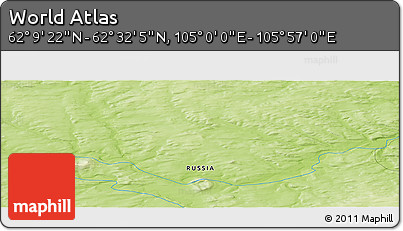 Physical Panoramic Map of the Area around 62° 20' 44" N, 105° 28' 29" E
