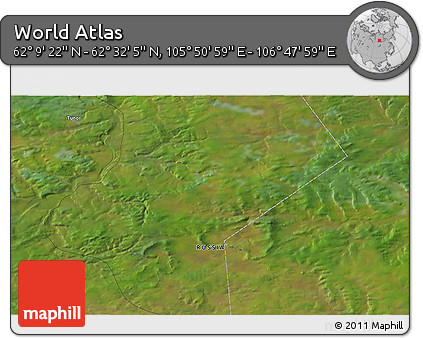 Satellite 3D Map of the Area around 62° 20' 44" N, 106° 19' 29" E