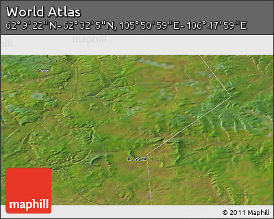 Satellite 3D Map of the Area around 62° 20' 44" N, 106° 19' 29" E