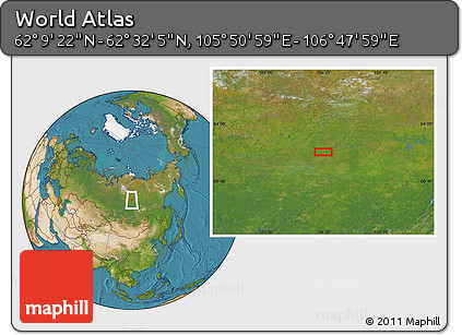 Satellite Location Map of the Area around 62° 20' 44" N, 106° 19' 29" E