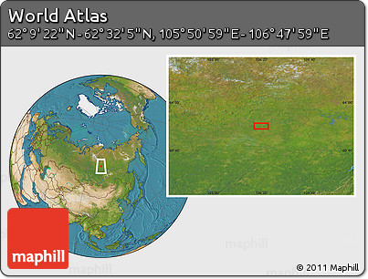 Satellite Location Map of the Area around 62° 20' 44" N, 106° 19' 29" E
