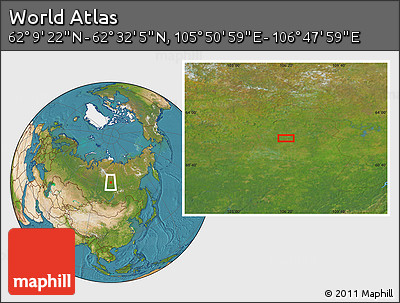 Satellite Location Map of the Area around 62° 20' 44" N, 106° 19' 29" E