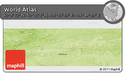 Physical Panoramic Map of the Area around 62° 20' 44" N, 106° 19' 29" E