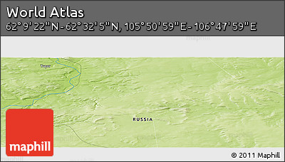 Physical Panoramic Map of the Area around 62° 20' 44" N, 106° 19' 29" E