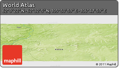 Physical Panoramic Map of the Area around 62° 20' 44" N, 106° 19' 29" E