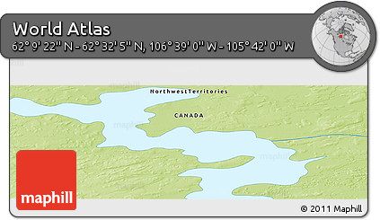 Physical Panoramic Map of the Area around 62° 20' 44" N, 106° 10' 30" W
