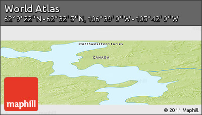 Physical Panoramic Map of the Area around 62° 20' 44" N, 106° 10' 30" W