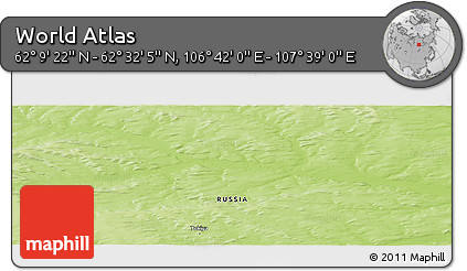 Physical Panoramic Map of the Area around 62° 20' 44" N, 107° 10' 30" E