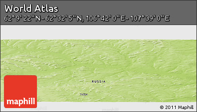 Physical Panoramic Map of the Area around 62° 20' 44" N, 107° 10' 30" E