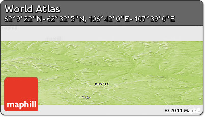 Physical Panoramic Map of the Area around 62° 20' 44" N, 107° 10' 30" E