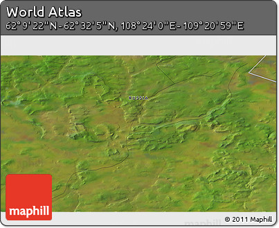 Satellite 3D Map of the Area around 62° 20' 44" N, 108° 52' 30" E