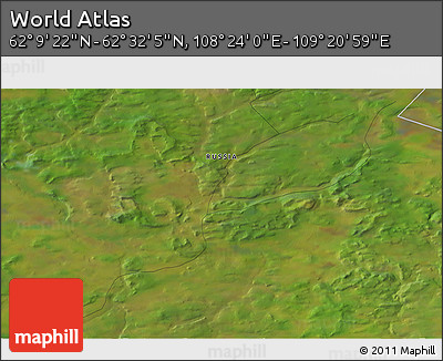 Satellite 3D Map of the Area around 62° 20' 44" N, 108° 52' 30" E