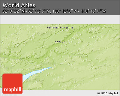 Physical 3D Map of the Area around 62° 20' 44" N, 108° 43' 29" W