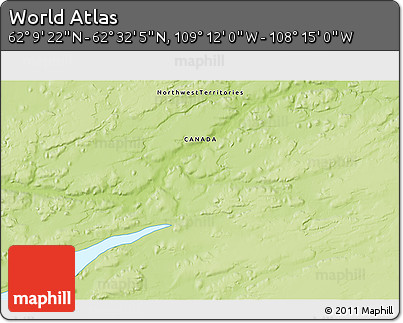 Physical 3D Map of the Area around 62° 20' 44" N, 108° 43' 29" W