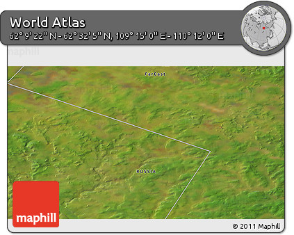 Satellite 3D Map of the Area around 62° 20' 44" N, 109° 43' 29" E